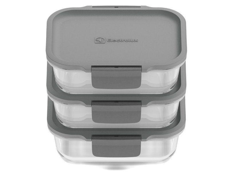 Jogo de Potes de Vidro Hermético Electrolux com Tampa Retangular 630ml Experience 3 Peças - 8