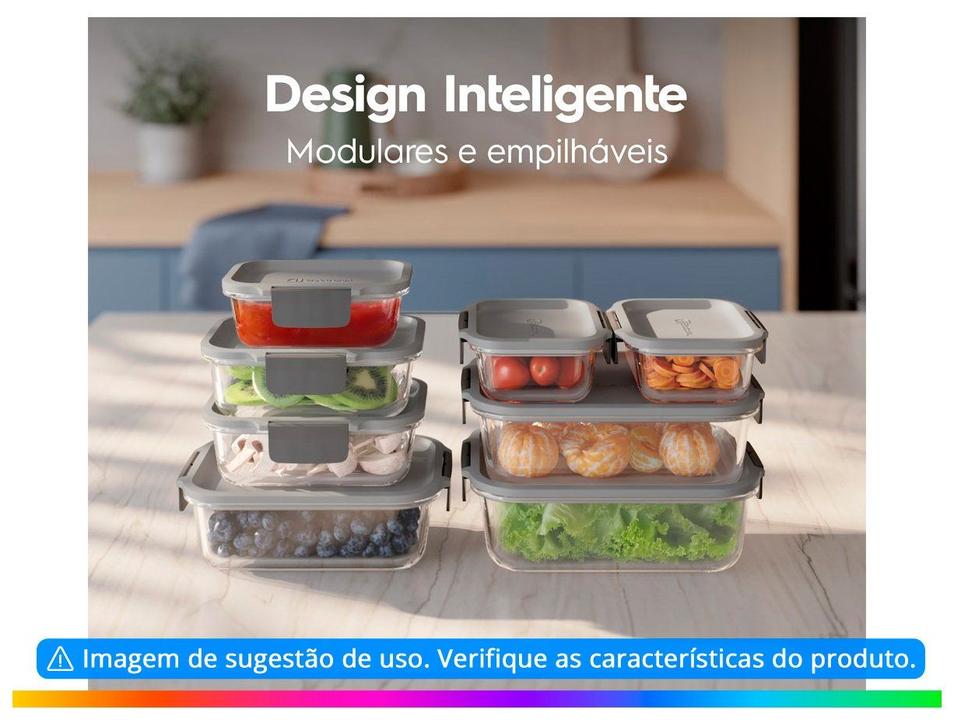 Jogo de Potes de Vidro Hermético Electrolux com Tampa Retangular 630ml Experience 3 Peças - 3