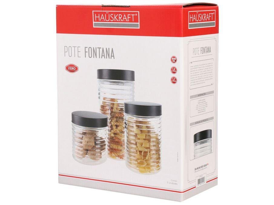 Jogo de Potes Hauskraft com Tampa Redondo Fontana 3 Peças - 2