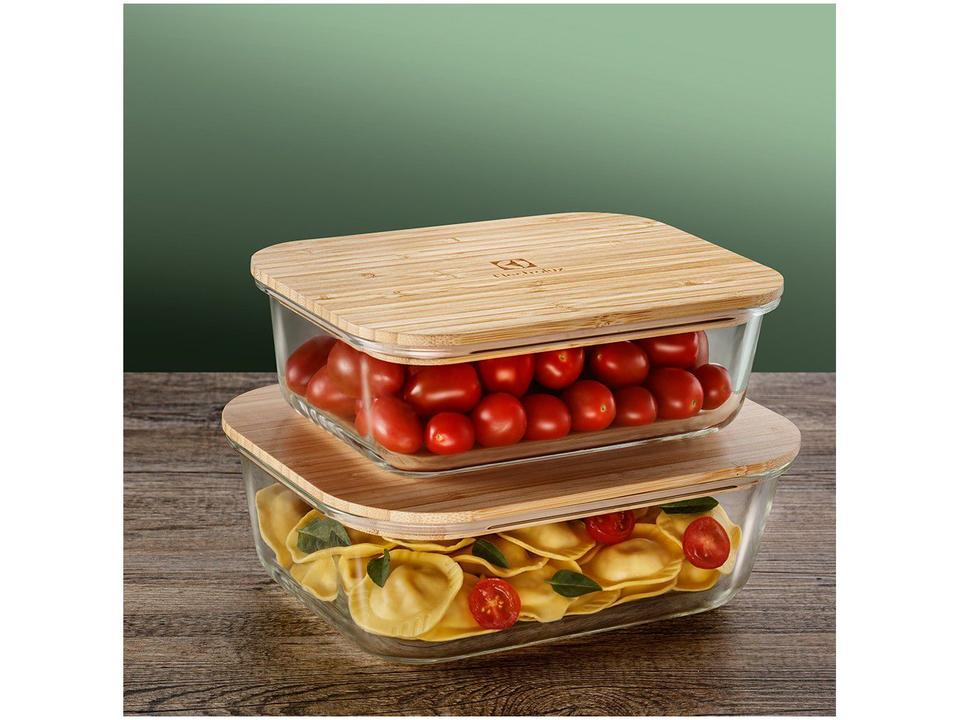 Jogo de Potes Hermético Electrolux com Tampa Retangular Bambu 2 Peças - 1