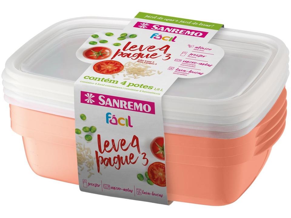 Jogo de Potes Hermético Sanremo com Tampa Retangular Fácil SR170/12C 4 Peças - 2