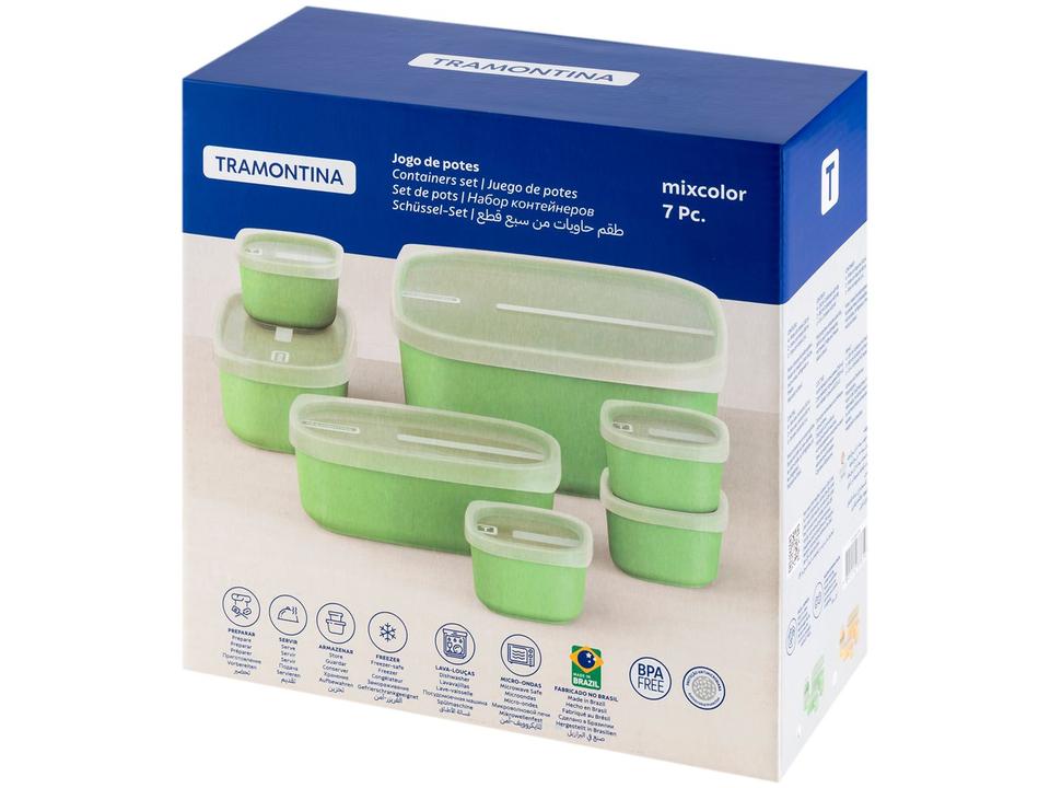 Jogo de Potes Hermético Tramontina com Tampa Mixcolor 7 Peças - 8