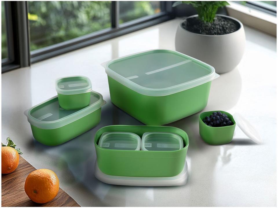 Jogo de Potes Hermético Tramontina com Tampa Mixcolor 7 Peças - 1