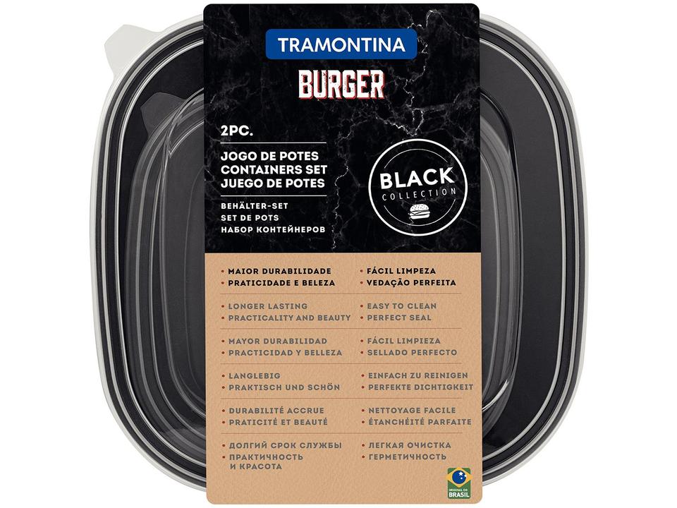 Jogo de Potes Hermético Tramontina com Tampa Quadrado 2L e 4L Burger 2 Peças - 2