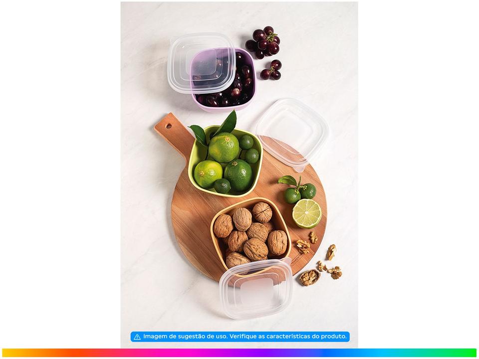 Jogo de Potes Hermético Tramontina com Tampa Quadrado 600ml MixColor 3 Peças - 1