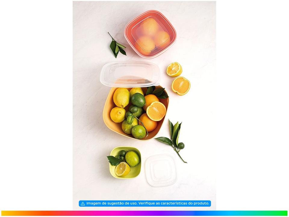 Jogo de Potes Hermético Tramontina com Tampa Quadrado MixColor 3 Peças - 1