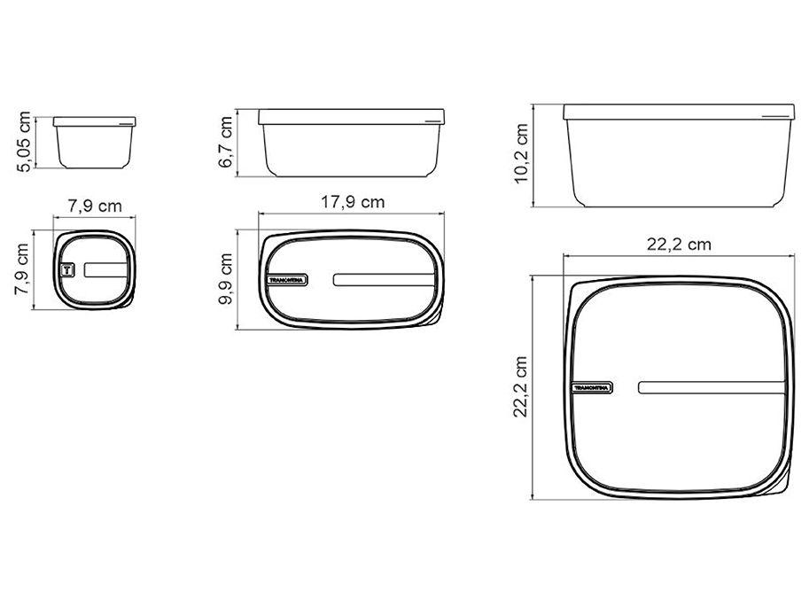 Jogo de Potes Herméticos Tramontina com Tampa MixColor 7 Peças - 2