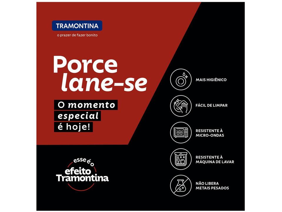 Jogo de Pratos de Porcelana Redondo Rasos Marrom Rústico para Churrasco Tramontina 6 Peças - 11