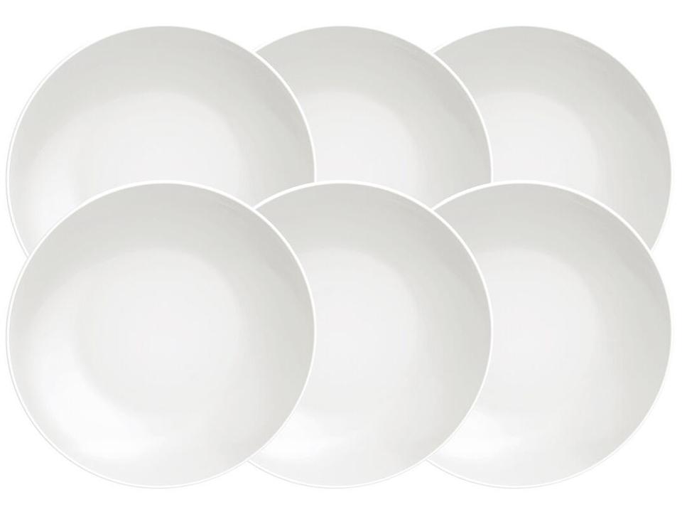 Jogo de Pratos Redondo de Porcelana Branco Fundo - 1