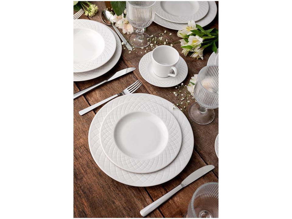 Jogo de Pratos Redondo de Porcelana Branco Raso - 3