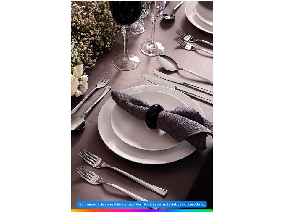 Jogo de Pratos Redondo de Porcelana Branco Raso - 3