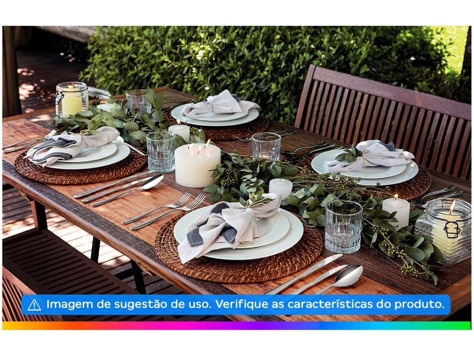 Jogo de Pratos Redondo de Porcelana Branco Raso - 5