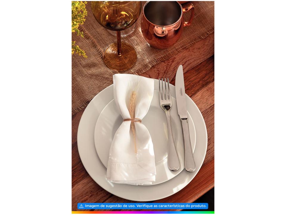 Jogo de Pratos Redondo de Porcelana Branco Raso - 3