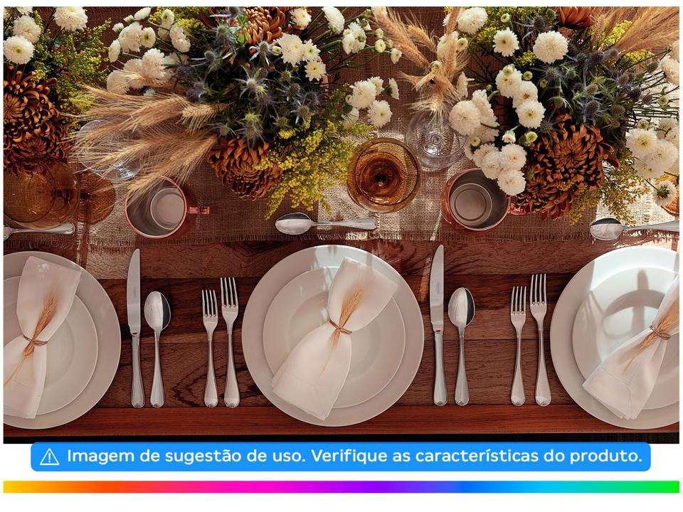 Jogo de Pratos Redondo de Porcelana Branco Raso - 6