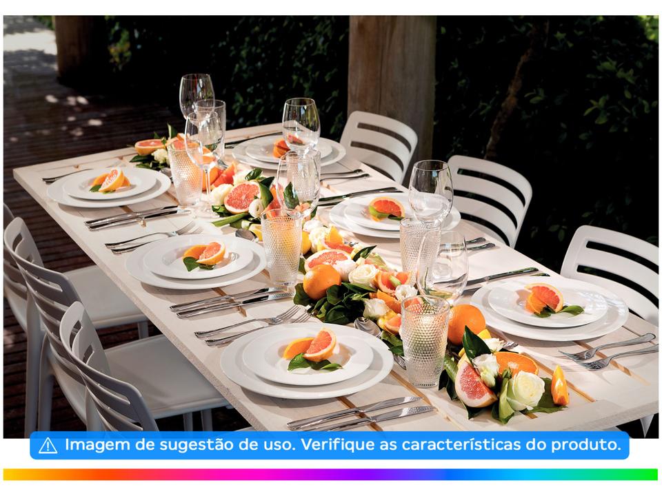 Jogo de Pratos Redondo de Porcelana Branco Raso - 5