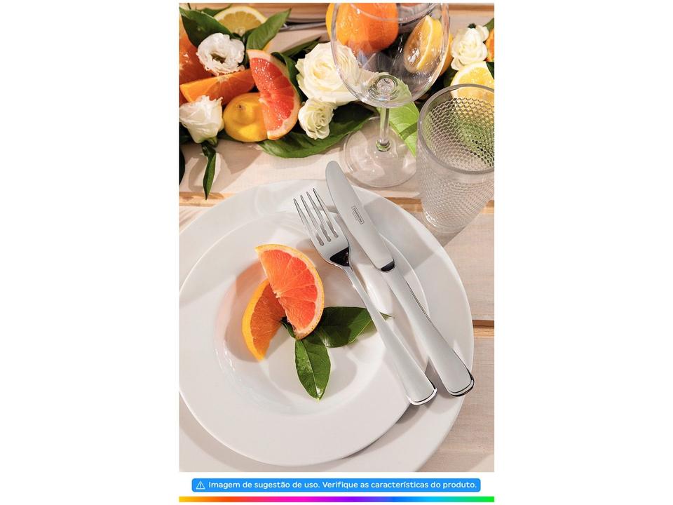 Jogo de Pratos Redondo de Porcelana Branco Raso - 3