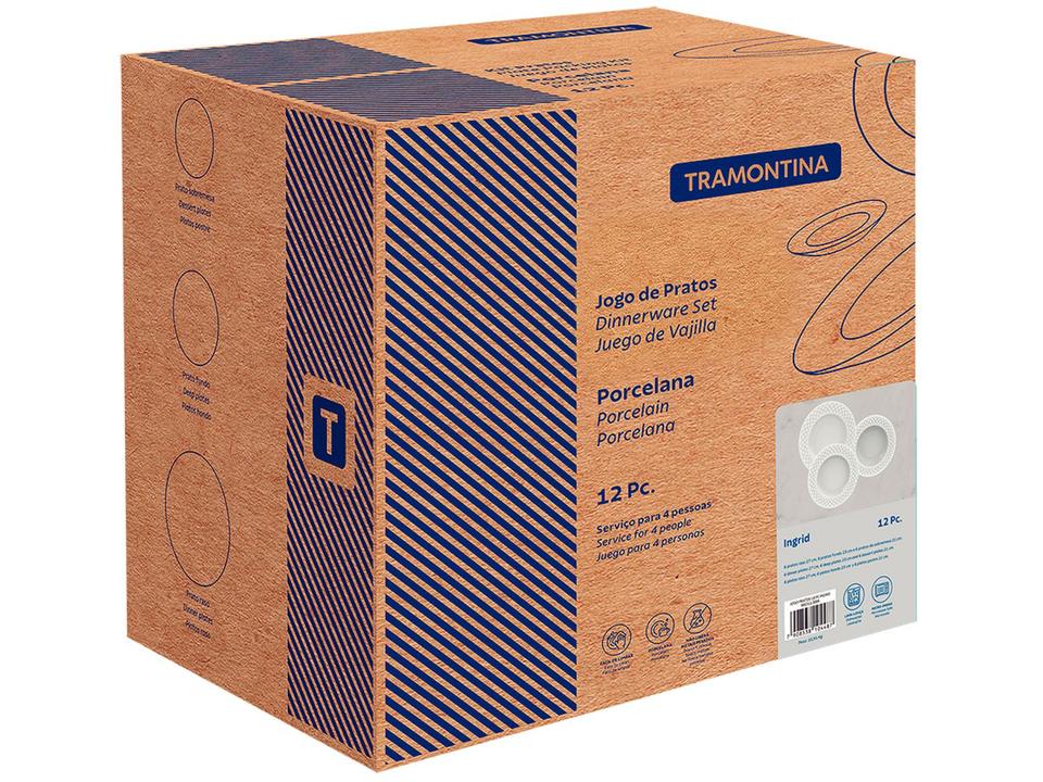 Jogo de Pratos Redondo de Porcelana Branco - 6