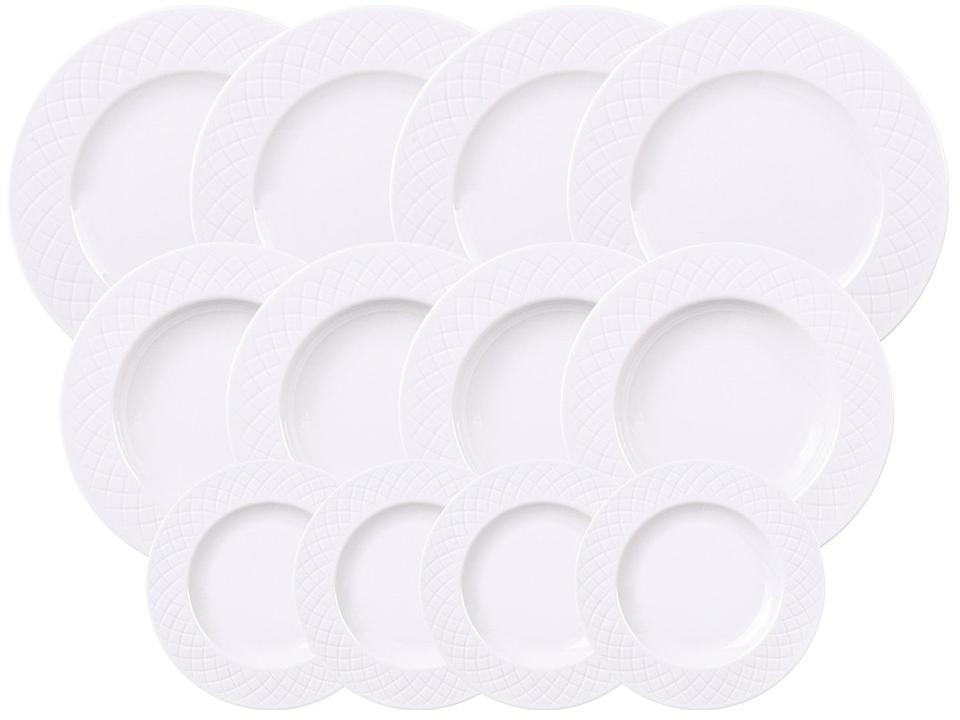 Jogo de Pratos Redondo de Porcelana Branco - 5