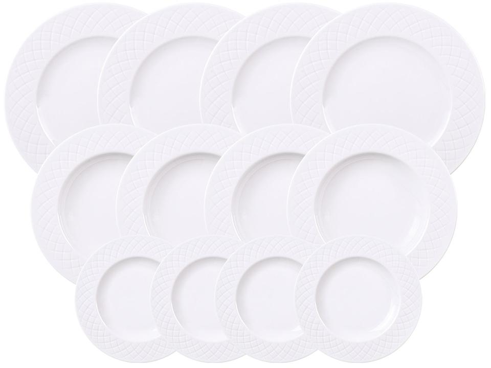 Jogo de Pratos Redondo de Porcelana Branco - 5