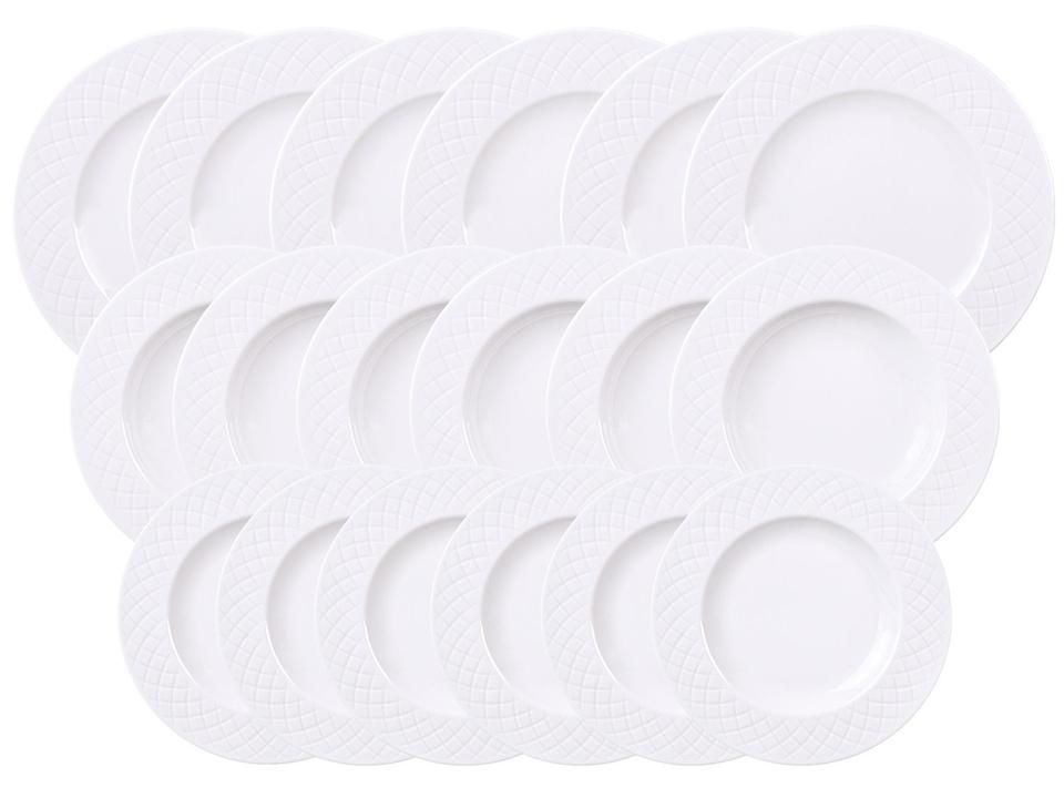 Jogo de Pratos Redondo de Porcelana Branco - 5