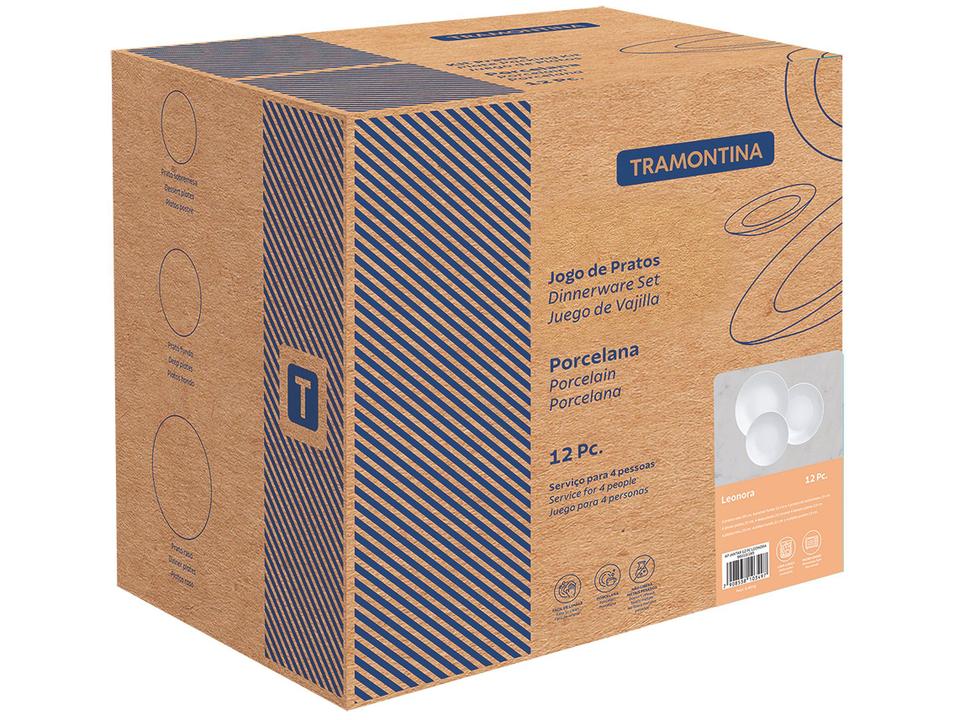 Jogo de Pratos Redondo de Porcelana Branco - 5