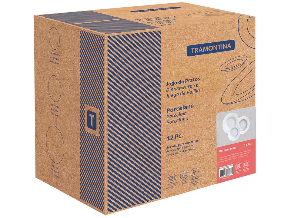 Jogo de Pratos Redondo de Porcelana Branco - 6