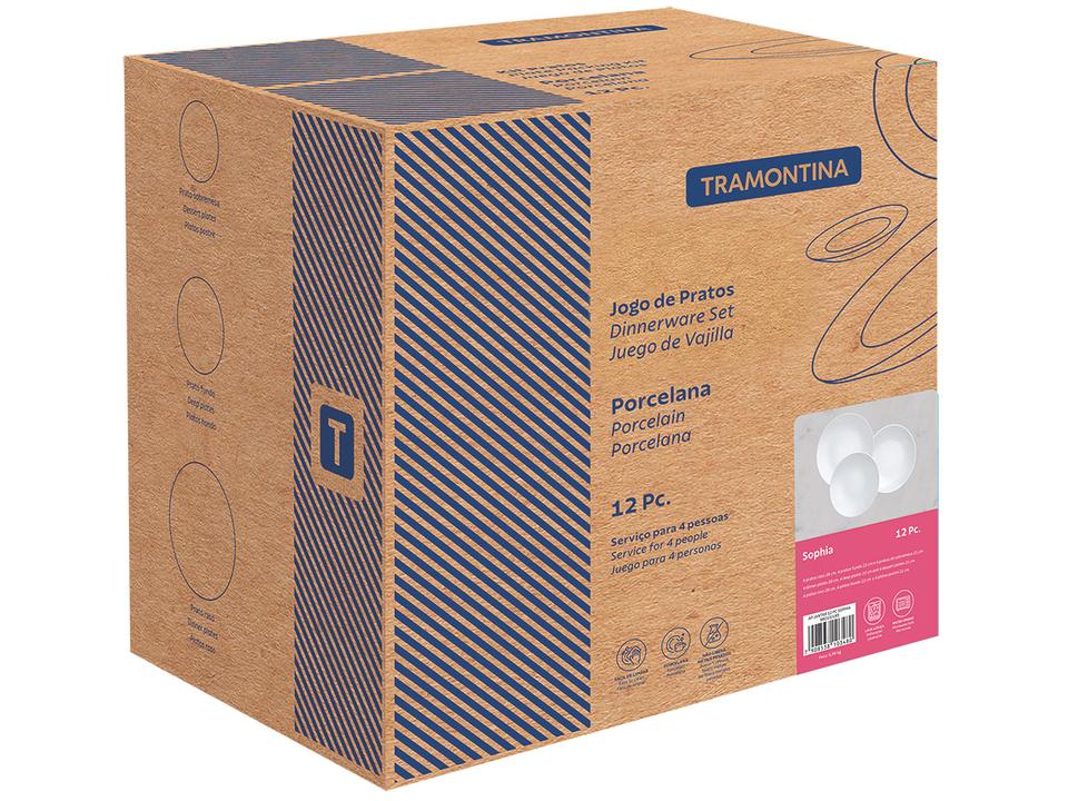 Jogo de Pratos Redondo de Porcelana Branco - 5