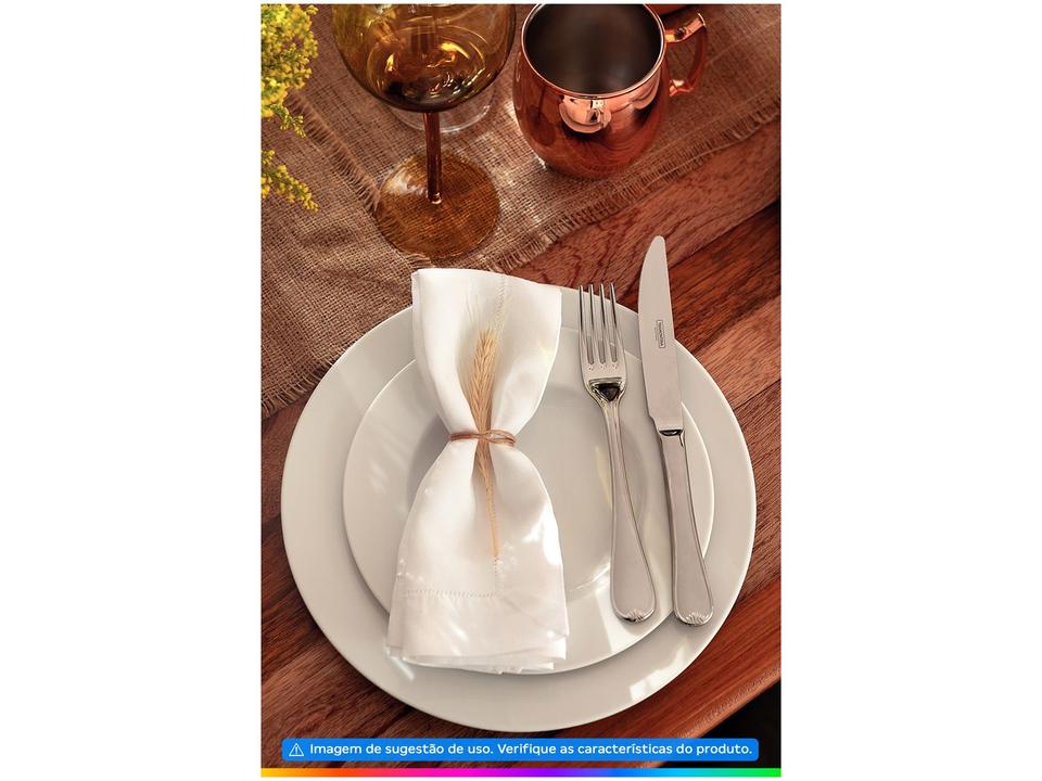 Jogo de Pratos Redondo de Porcelana Branco - 3