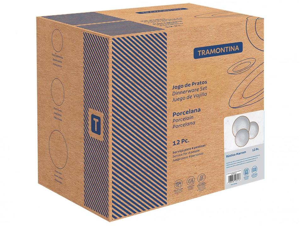 Jogo de Pratos Redondo de Porcelana Marrom - 6