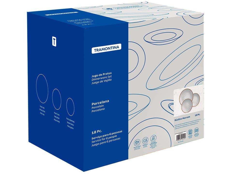 Jogo de Pratos Redondo de Porcelana Marrom - 3