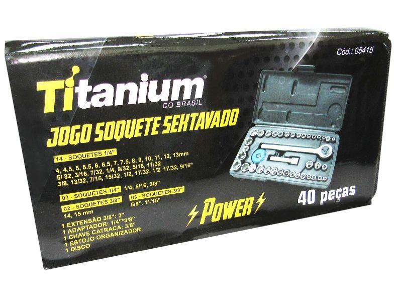 Jogo de Soquetes Sextavado 3/8" 40 Peças Titanium 05415 - 4