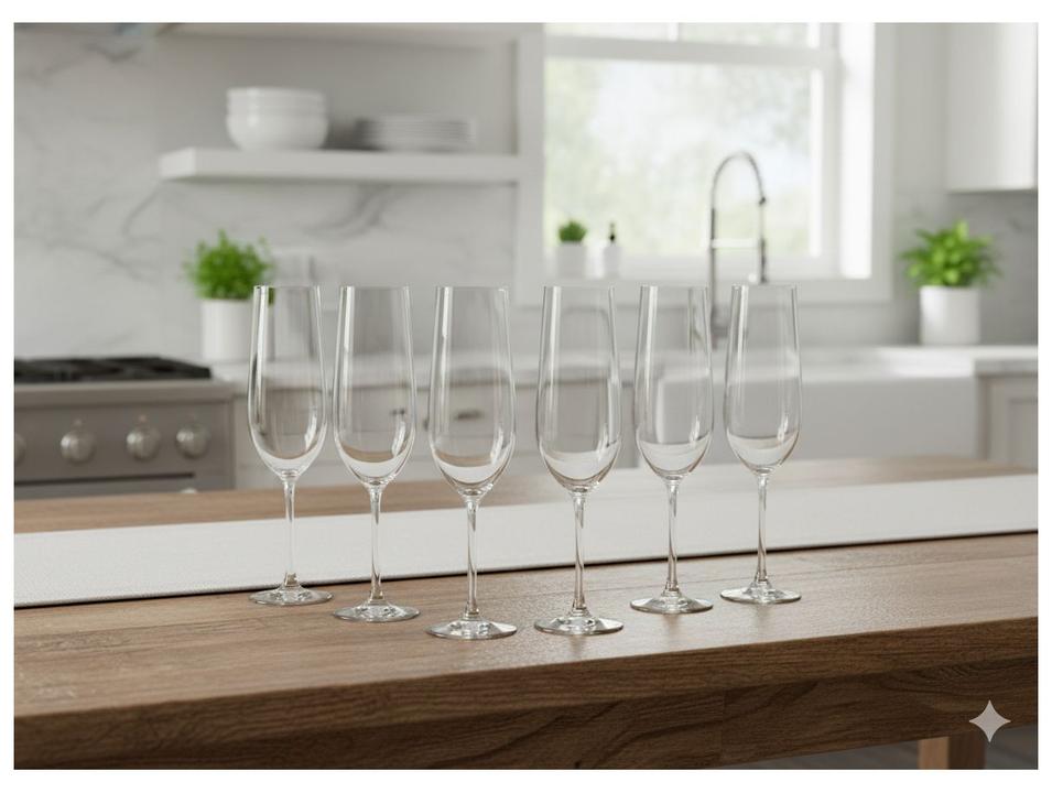 Jogo de Taças de Cristal para 	Champagne 270ml 6 Peças Bohemia Crex - 1