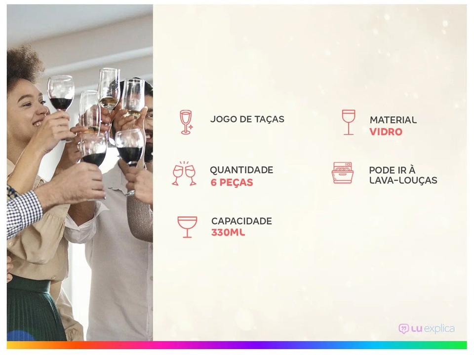 Jogo de Taças de Vidro 330ml 6 Peças Haus - 1