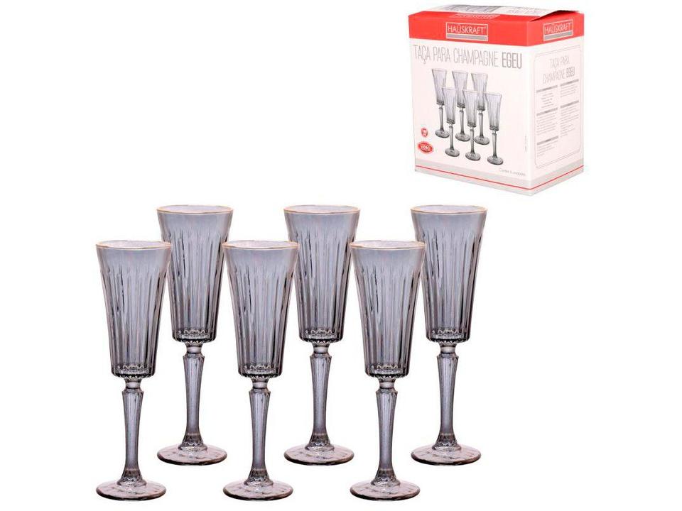Jogo de Taças de Vidro para Champanhe Cinza 180ml 6 Peças Hauskraft Egeu - 2