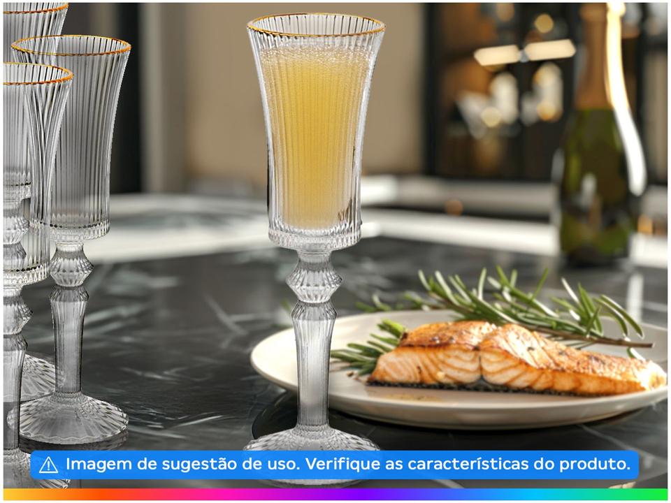 Jogo de Taças de Vidro para Champanhe Transparente e Dourado 150ml 6 Peças Hauskraft Graffiato - 1