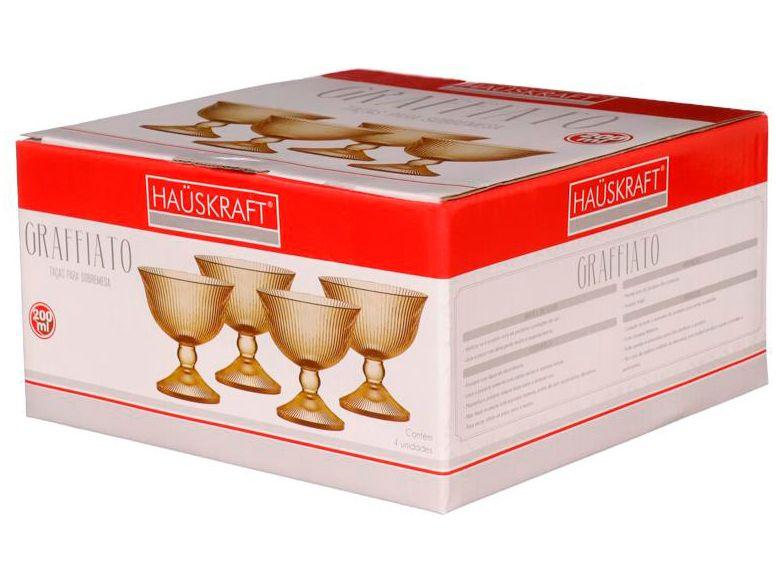 Jogo de Taças de Vidro para Sobremesa Âmbar 200ml 4 Peças Hauskraft Graffiato - 2