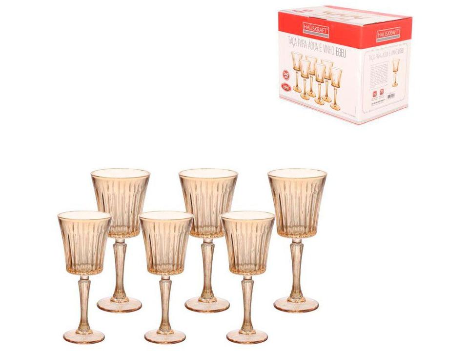 Jogo de Taças de Vidro para Vinho Âmbar 260ml 6 Peças Hauskraft Egeu - 2