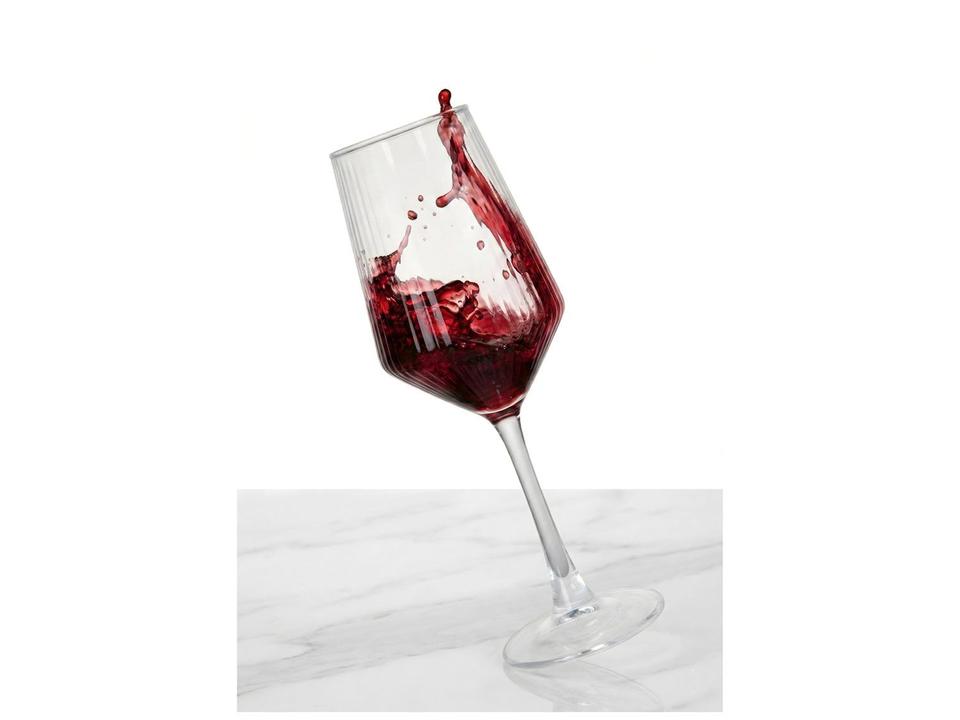 Jogo de Taças de Vidro Transparente 500ml 6 Peças Haus Concept Canelada - 6