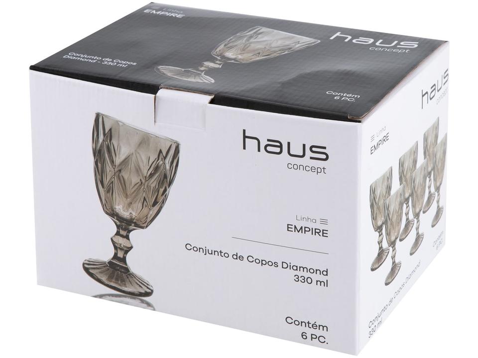 Jogo de Taças para Bebidas de Vidro 330ml 6 Peças Haus Diamond Empire - 5