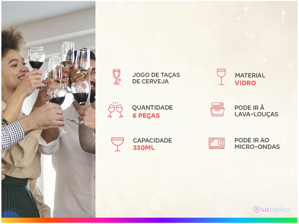 Jogo de Taças para Cerveja Vidro 330ml 6 Peças - 1