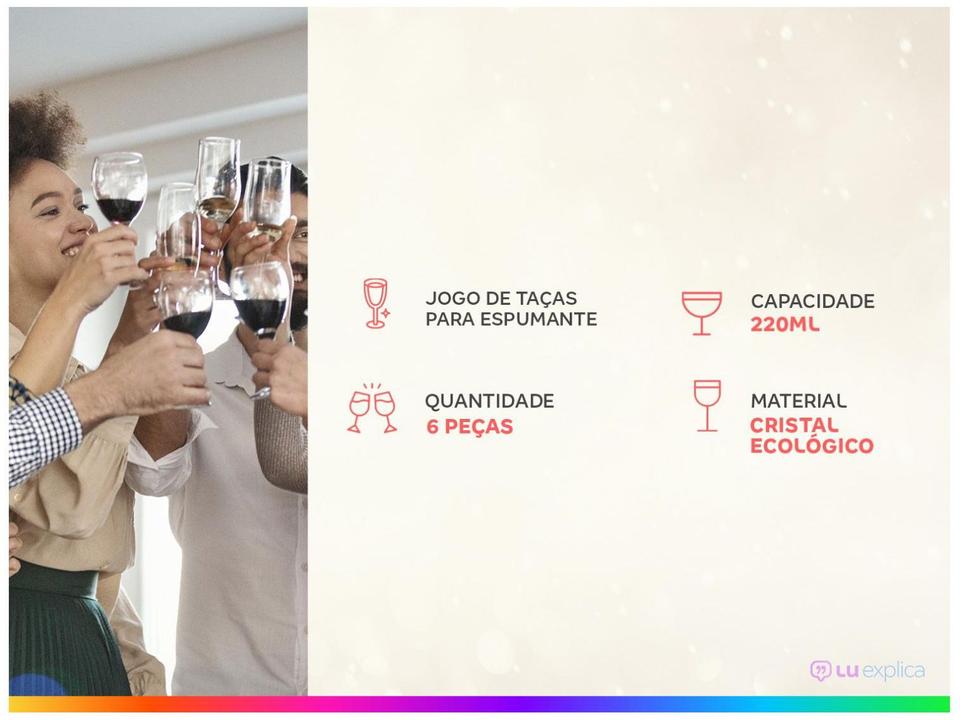 Jogo de Taças para Espumante de Cristal 220ml - 1