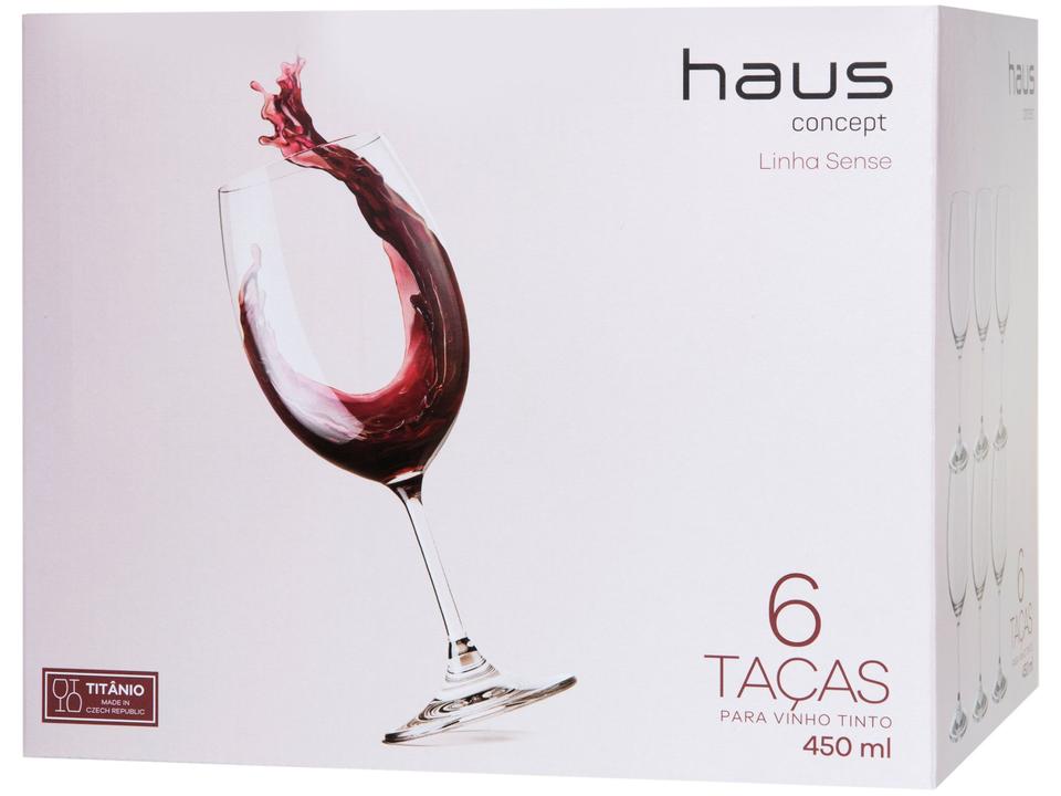 Jogo de Taças para Vinho Cristal 450ml 6 Peças - 6