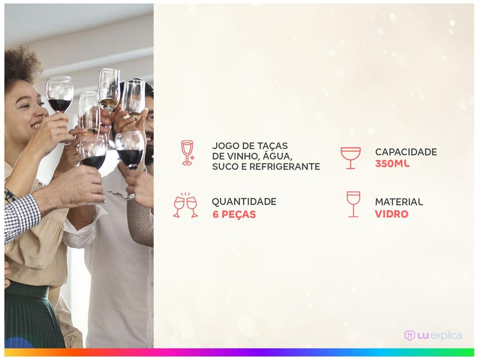Jogo de Taças para Vinho de Vidro 350ml - 1