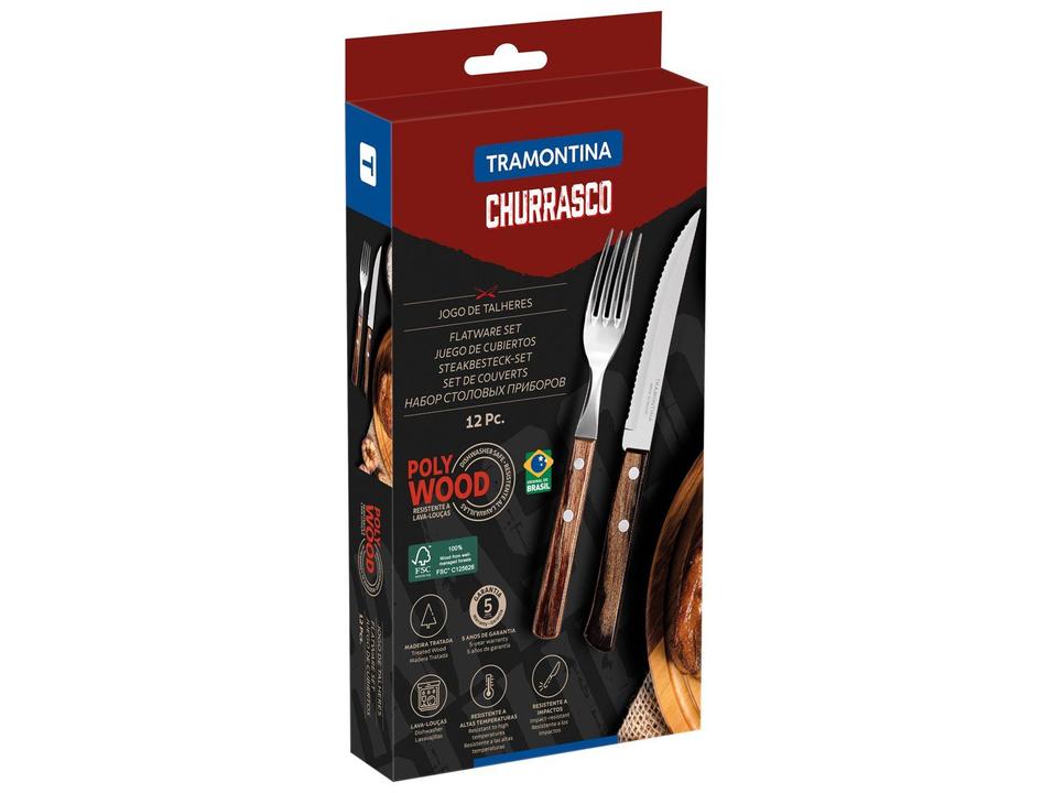 Jogo de Talheres Tramontina Inox para Churrasco Polywood 12 Peças - 6