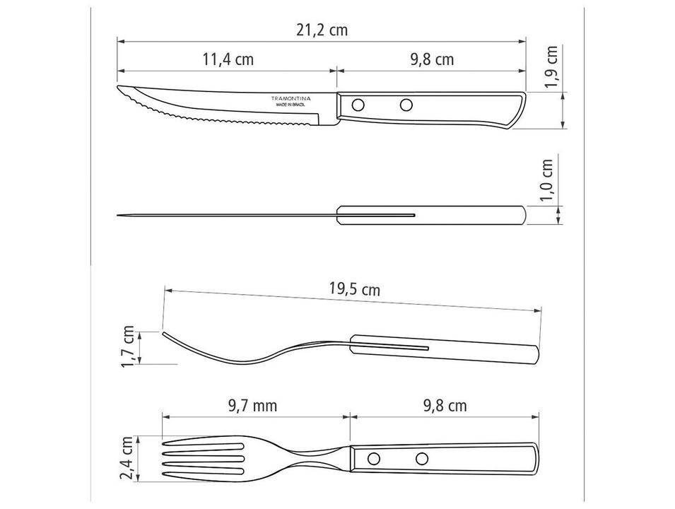 Jogo de Talheres Tramontina Inox para Churrasco Polywood 12 Peças - 5