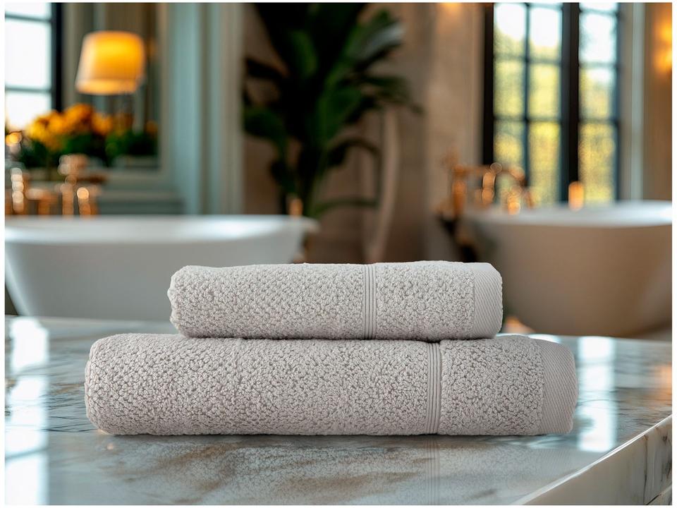 Jogo de Toalhas de Banho Dohler 100% Algodão Kairo Cinza 2 Peças - 1