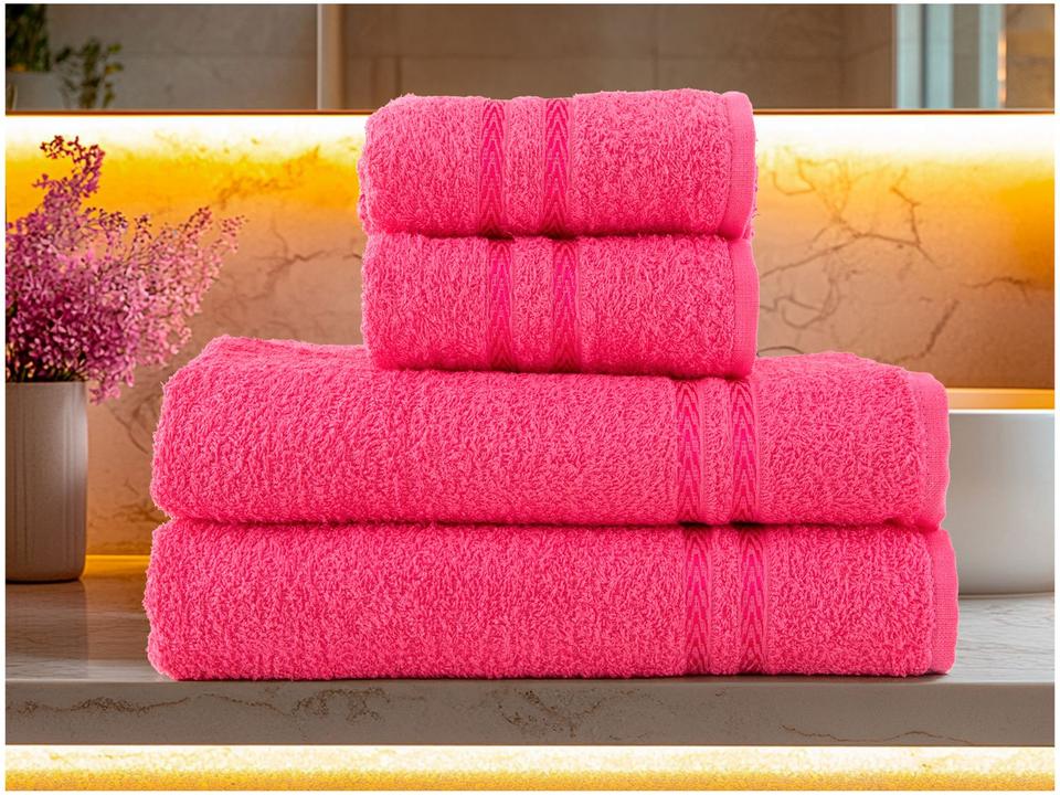 Jogo de Toalhas de Banho e Rosto Dohler 100% Algodão Paris Pink 4 Peças - 3