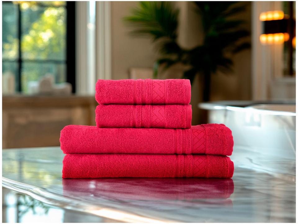 Jogo de Toalhas de Banho e Rosto Dohler Algodão Premium Vermelho 4 Peças - 1