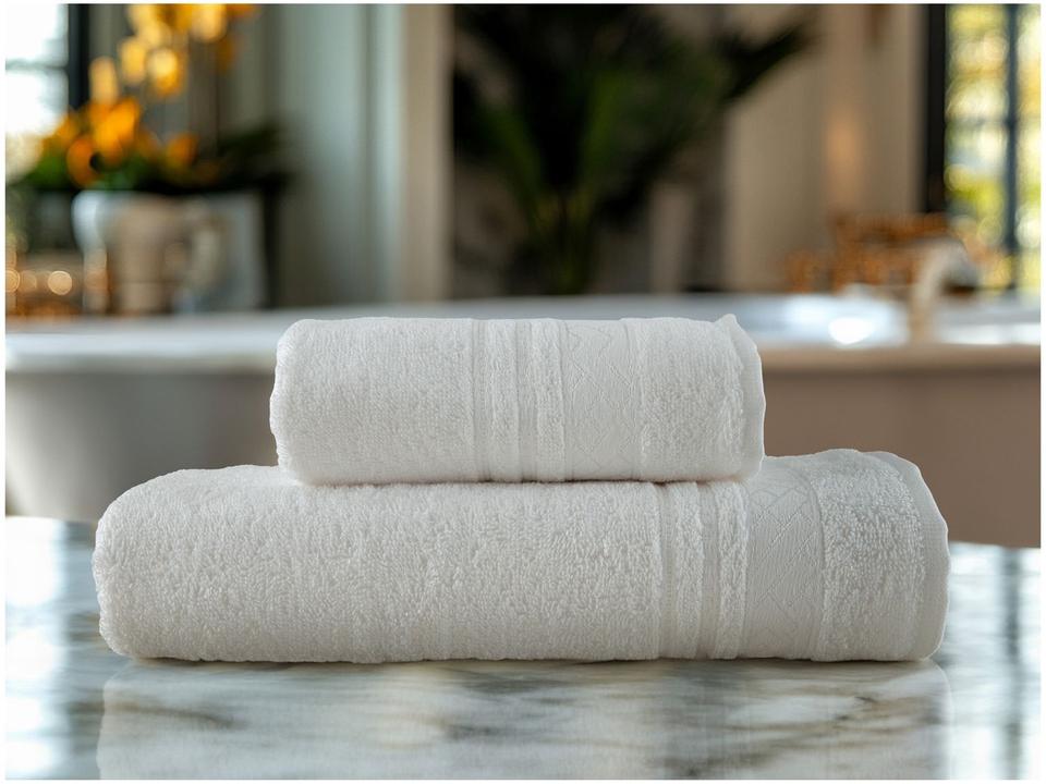 Jogo de Toalhas de Banho e Rosto Dohler de Algodão Premium Branco 2 Peças - 3