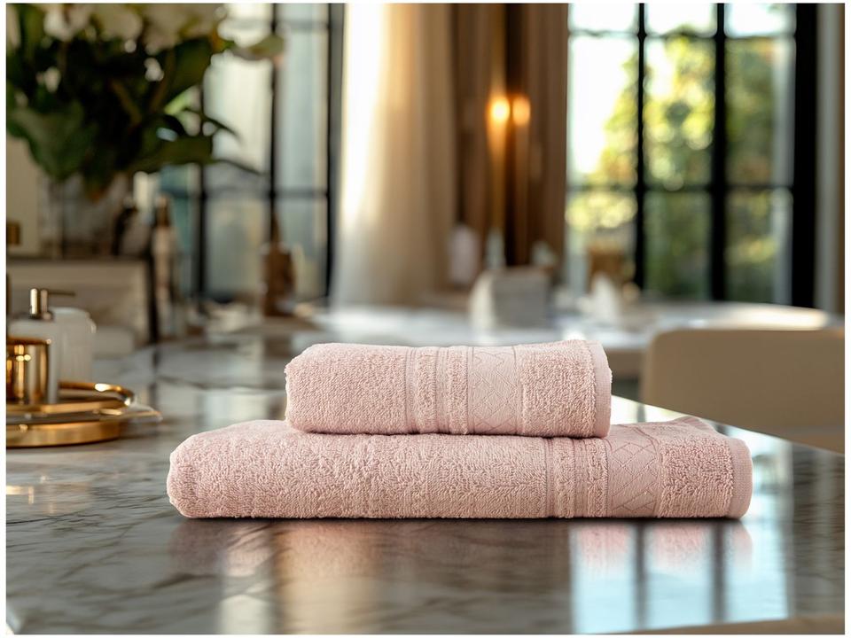 Jogo de Toalhas de Banho e Rosto Dohler de Algodão Premium Salmão 2 Peças - 3